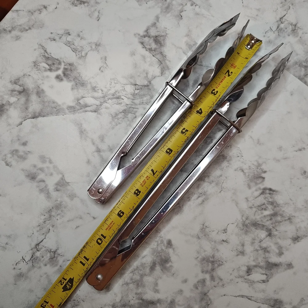 Set of 2 Stainless Steel Kitchen Tongs Grill Chefstyle